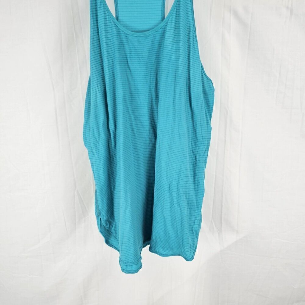 Lululemon Athletica Blue Green Silver Stripe What The Sport Singlet Tank 8/10